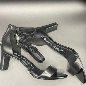 NEW PRICE!! NWOT Calvin Klein Black Sandals with Square Heels Size 9.5